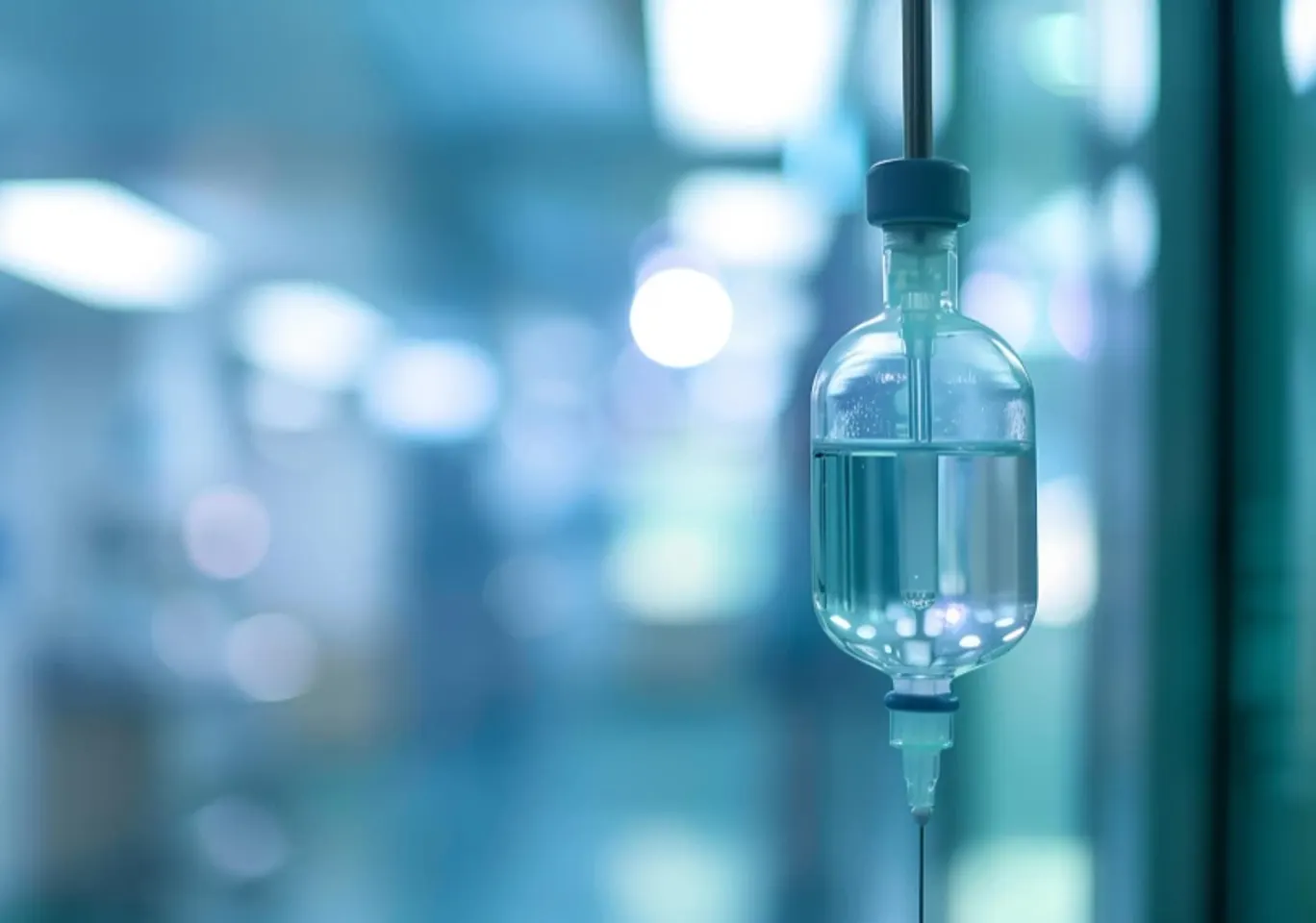 Odtrucie alkoholowe Elbląg: butelka infuzyjna zawieszona w gabinecie